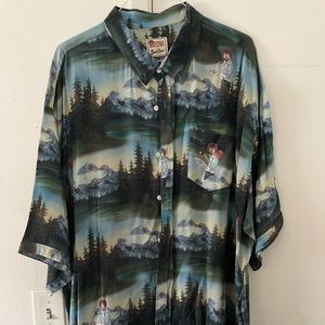 4XL RSVLTS Bob Ross “Happy Little Forest” rare bamboo shirt